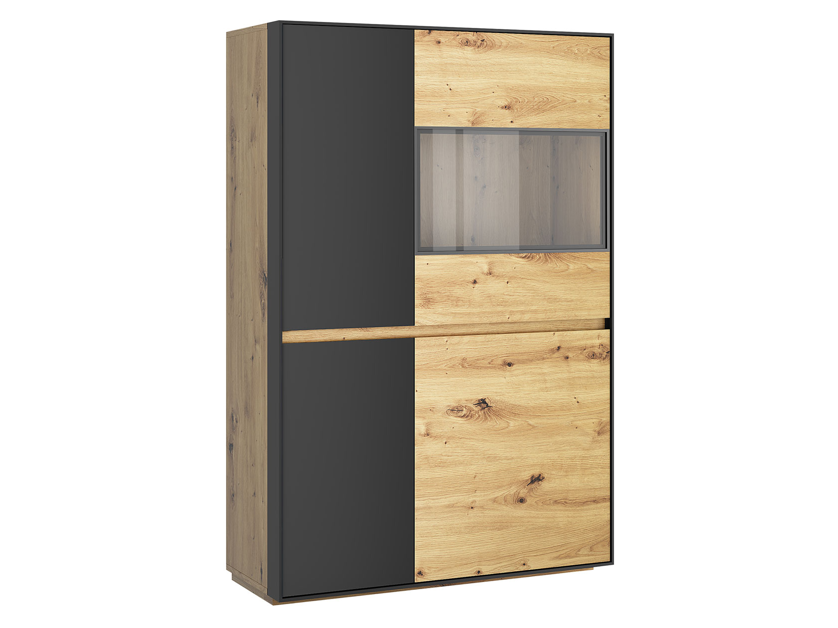 

Шкаф-витрина Анрэкс, Черный, Шкаф-витрина Шкаф-витрина 2 дв Боско Дуб Артисан / Черный