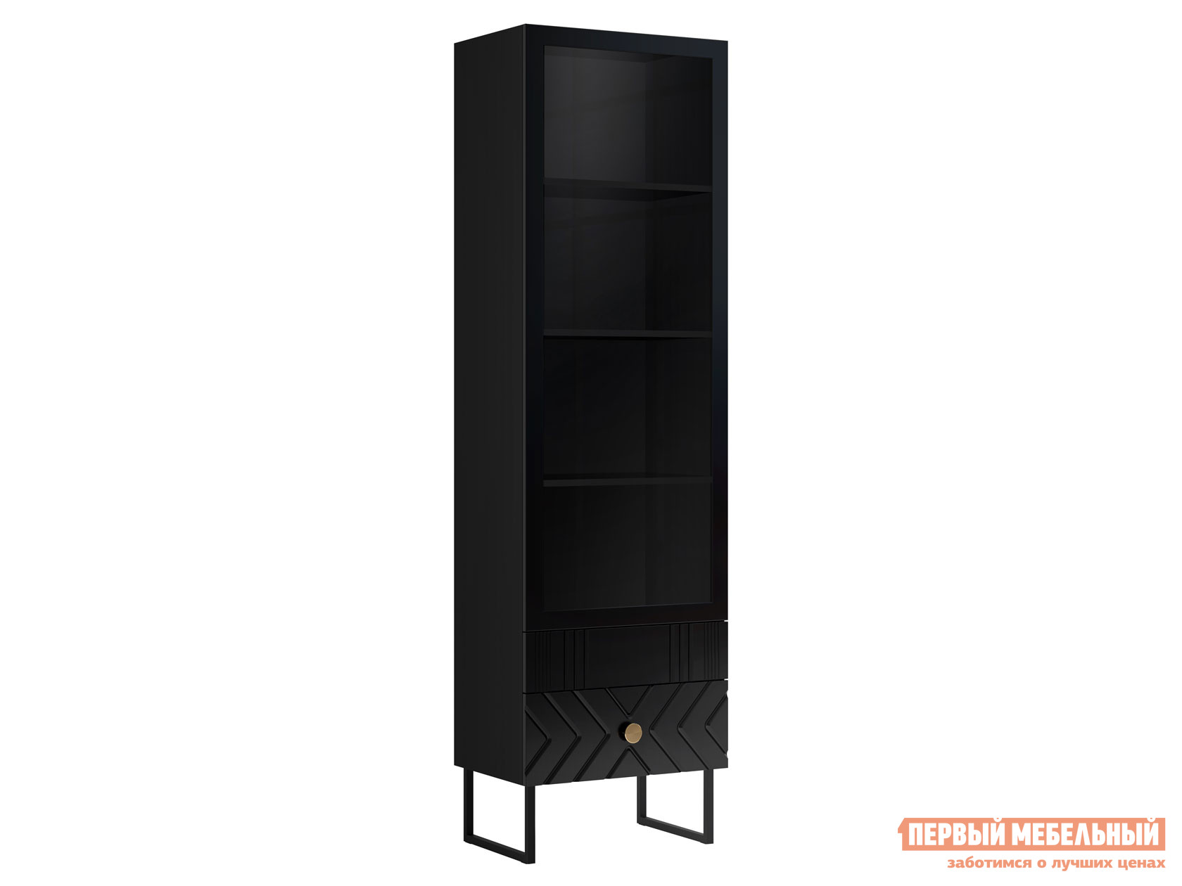 Шкаф-витрина  Марсель Черный / Черный глянец