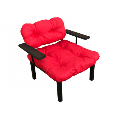 Садовое кресло  Дачное Черный, металл / Черный, дерево / Красный, ткань