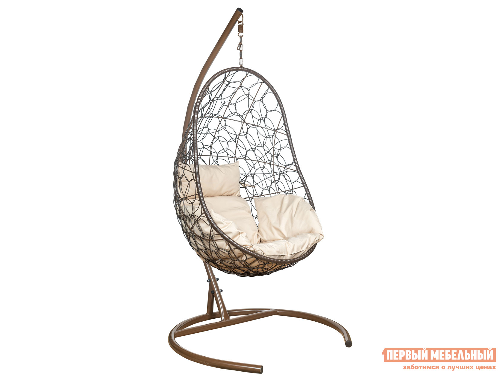 Подвесное кресло  Подвесное кресло LESET Ажур Коричневый, ротанг / Бежевый, ткань от Первый Мебельный