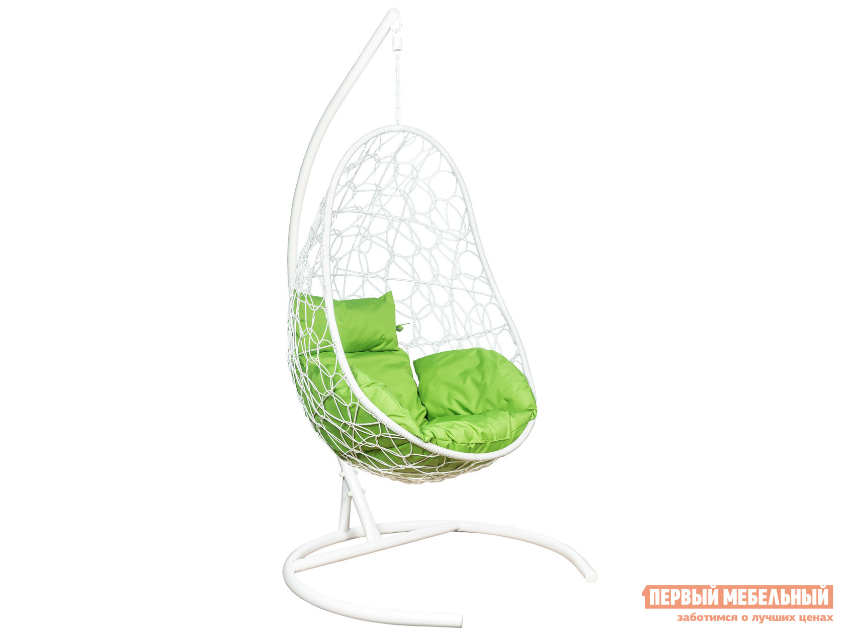 Подвесное кресло  Подвесное кресло LESET Ажур Белый, ротанг / Зеленое яблоко, ткань от Первый Мебельный