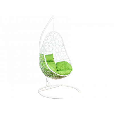 Подвесное кресло  Ажур Белый, ротанг / Зеленое яблоко, ткань