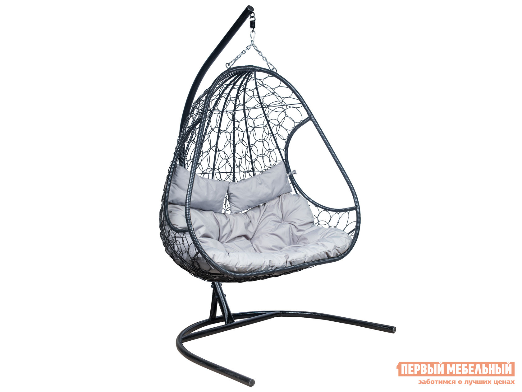 Подвесное кресло  Подвесное кресло LESET Рико Черный ротанг / Светло-серый, ткань