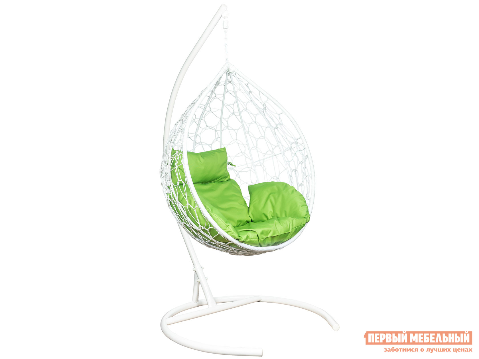 Подвесное кресло  Подвесное кресло LESET Эва Белый, ротанг / Зеленое яблоко, ткань