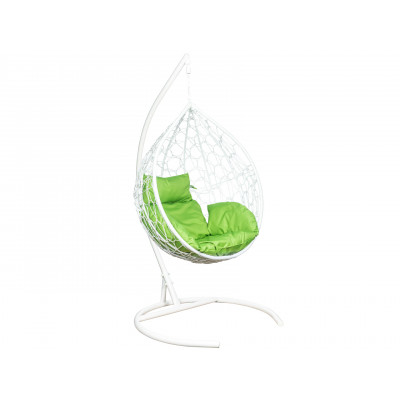 Подвесное кресло  Эва Белый, ротанг / Зеленое яблоко, ткань