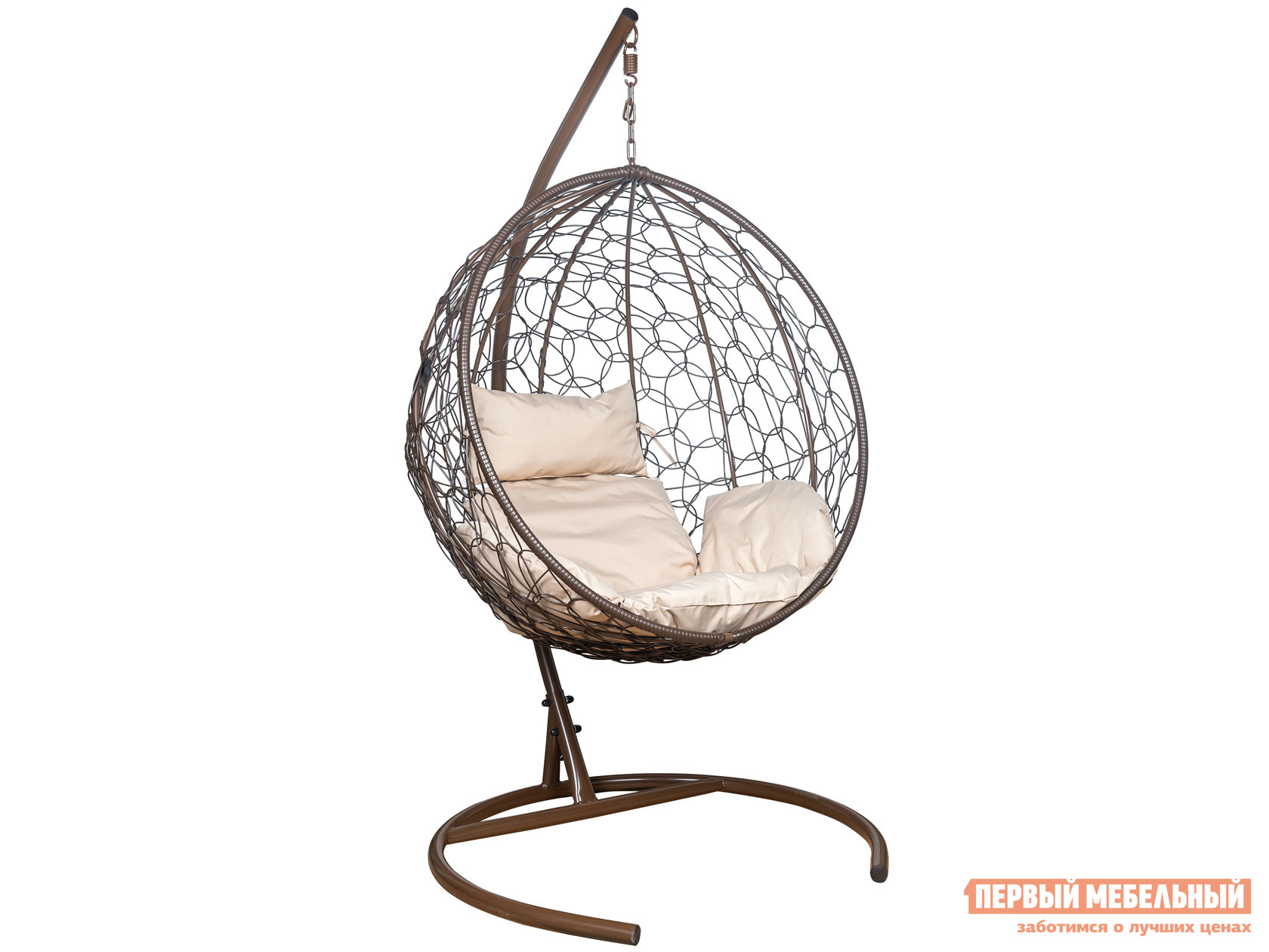 Подвесное кресло  Подвесное кресло LESET Луна Коричневый, ротанг / Бежевый, ткань