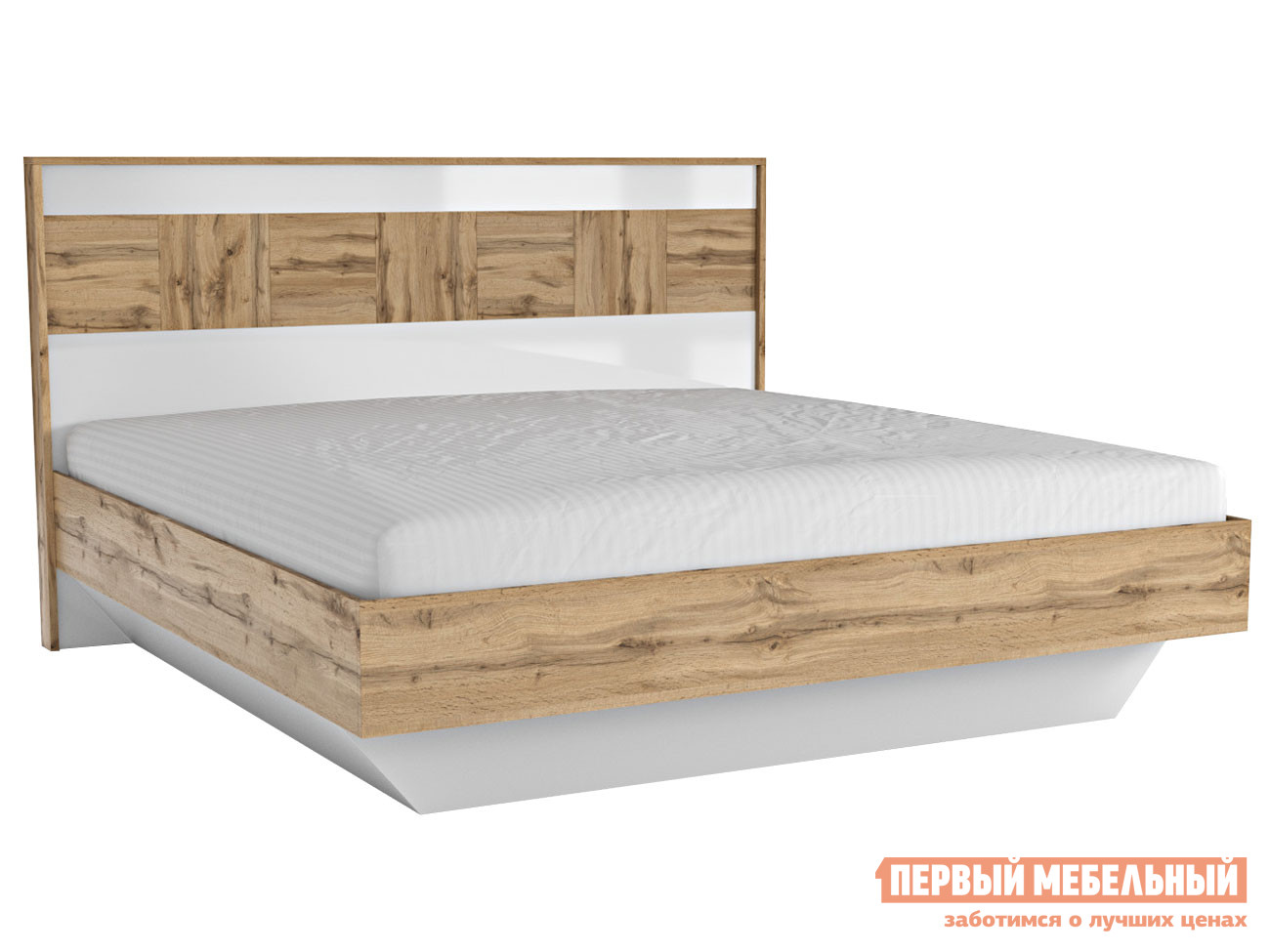 Двуспальная кровать  Двуспальная кровать Аризона Дуб Ватан / Белый лак, 1800 Х 2000 мм, С подъемным механизмом