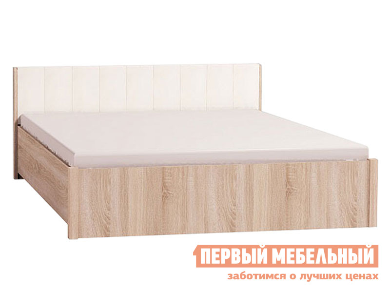 Двуспальная кровать  BERLIN3x Дуб Сонома / Винил кожа, 1600 Х 2000 мм, С деревянным основанием