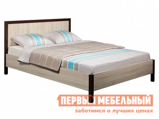 Односпальная кровать BAUHAUS 5 Дуб Сонома / Орех Шоколадный, 900 Х 2000 мм, С металлическим основанием