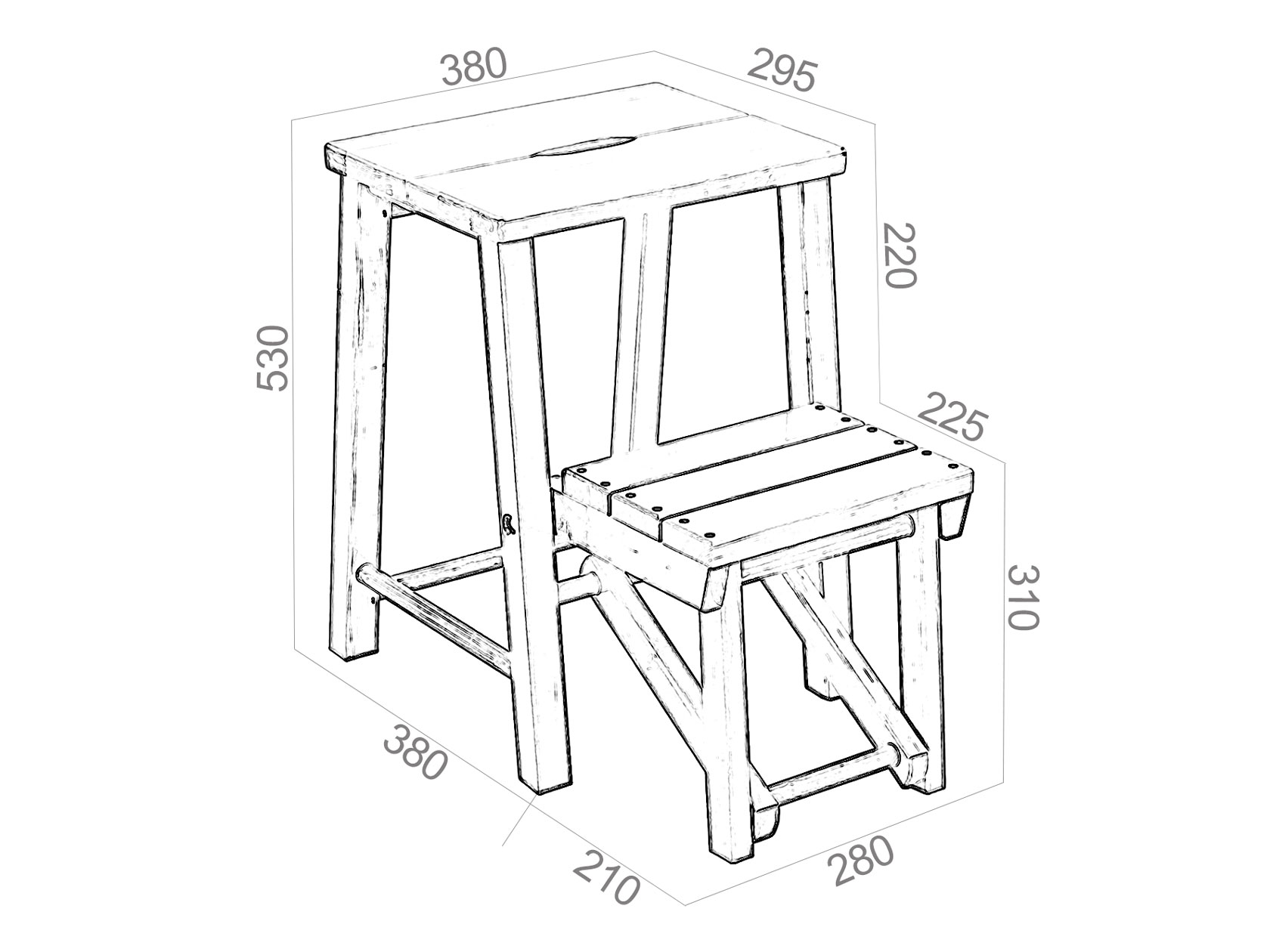 чертеж деревянный стул стремянка
