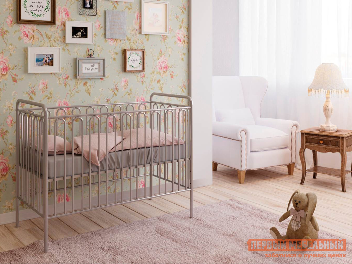 Кроватка для новорожденных  Винтаж-2 Серебро от Первый Мебельный