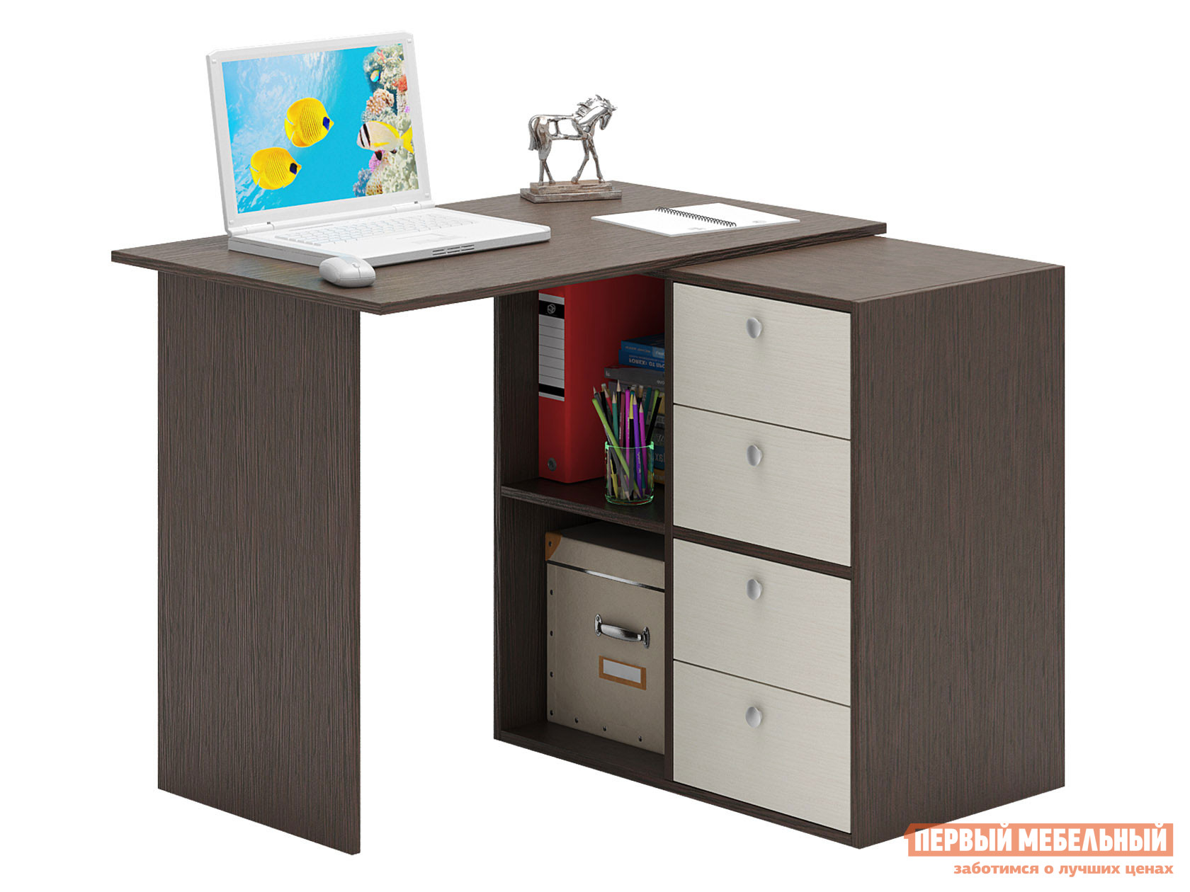 

Письменный стол Прайм-37 Венге / Дуб молочный, Темное-cветлое дерево, Прайм-37 Венге / Дуб молочный