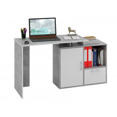 Письменный стол  Слим-3 / Слим-4 Бетон / Белый, 1030 мм