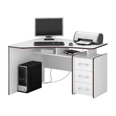 Компьютерный стол  Триан-5 Белый, Левый
