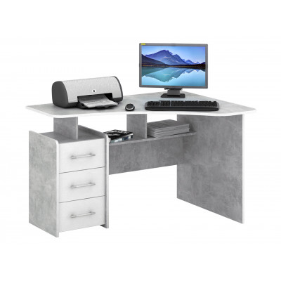 Компьютерный стол  Триан-5 Бетон / Белый, Правый