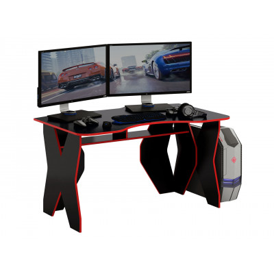 Компьютерный стол  Таунт-1 Черный с красной кромкой