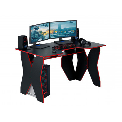 Компьютерный стол  Форсаж-1 Черный с красной кромкой
