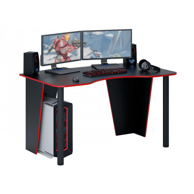 Компьютерный стол  Таунт-2 Черный с красной кромкой