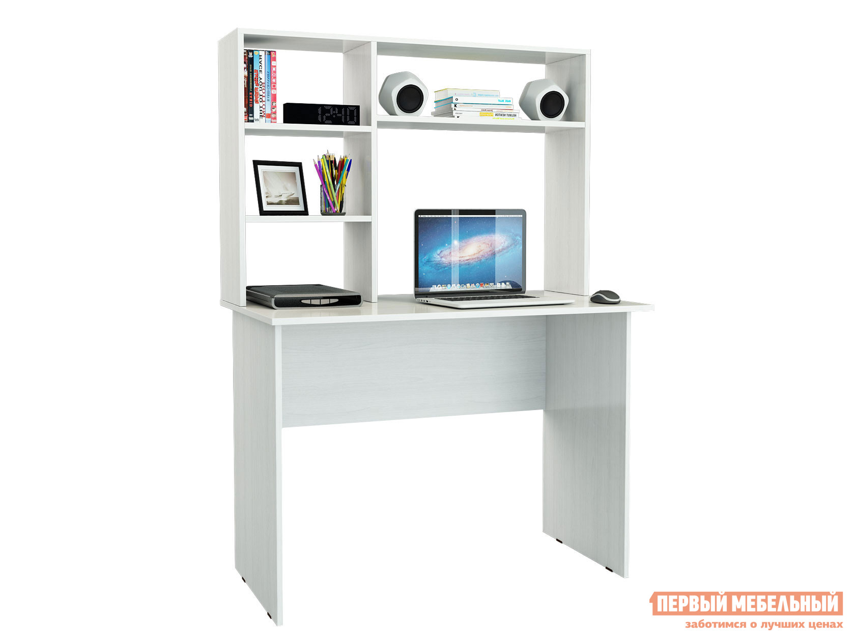 Компьютерный стол  Милан-5 с надстройкой Белый МФ Мастер 86652