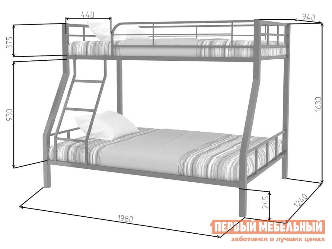 Двухъярусная кровать  Гранада-1 Бежевый, Без полки и ящика от Первый Мебельный