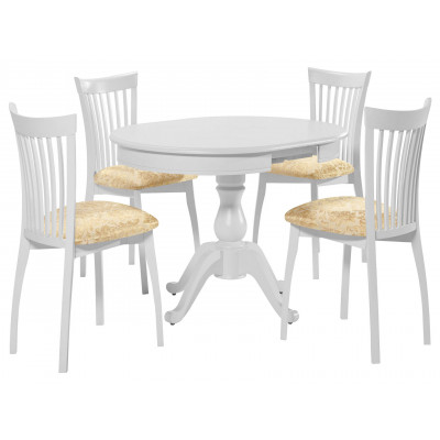 Обеденная группа для столовой и гостиной  Стол Фабрицио + 4 стула Тулон Эмаль белая / Андрис вензель 160