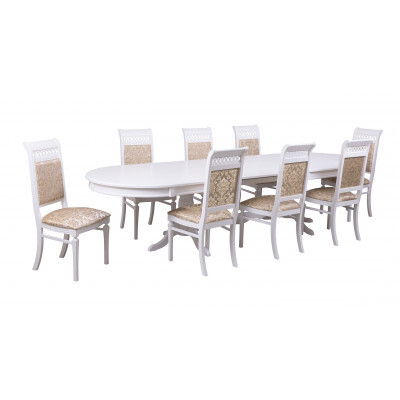Обеденная группа для столовой и гостиной  Стол Верона + 8 стульев Флоренция 1 Белый матовый