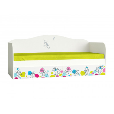 Детская кровать  Кровать-софа Цветы Белый / Цветы
