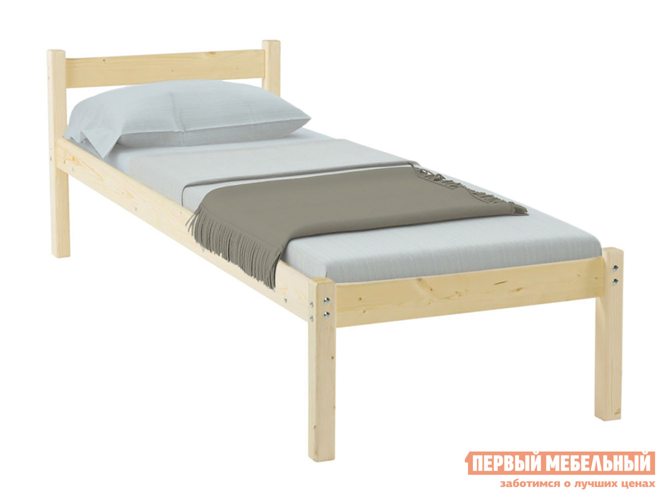Односпальная кровать  Таскано Массив Сосны 80х200 см, Натуральный