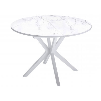 Кухонный стол  Стол Kenner B1100/Kenner B1300 Белый / Белый камень сатин, стекло, Малый