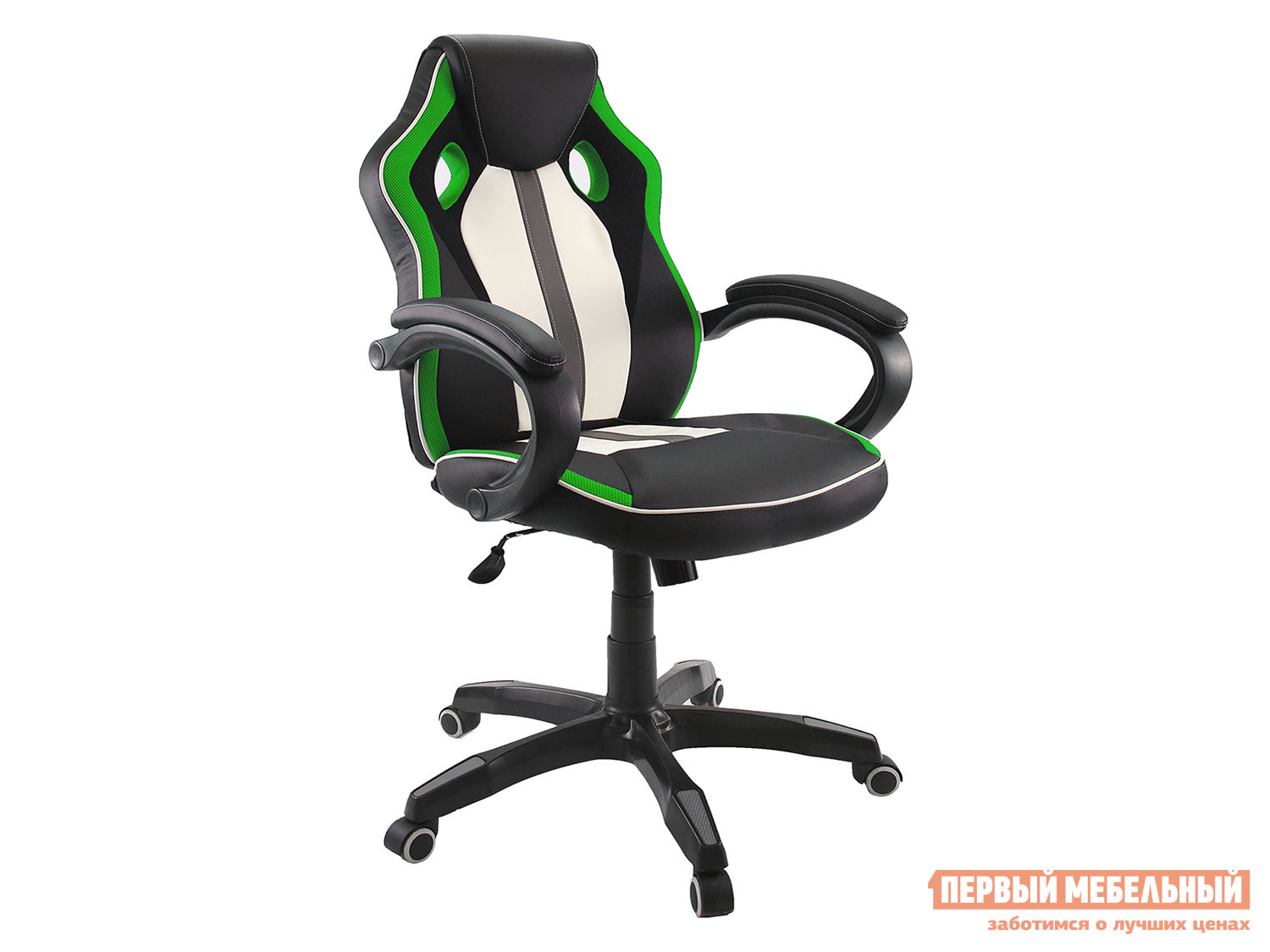 Игровое кресло  Dikline KD35 Черный, иск.кожа / Зеленый, сетка TW