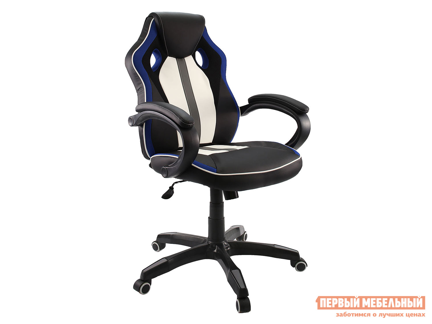Игровое кресло  Dikline KD35 Черный, иск.кожа / Синий, сетка TW