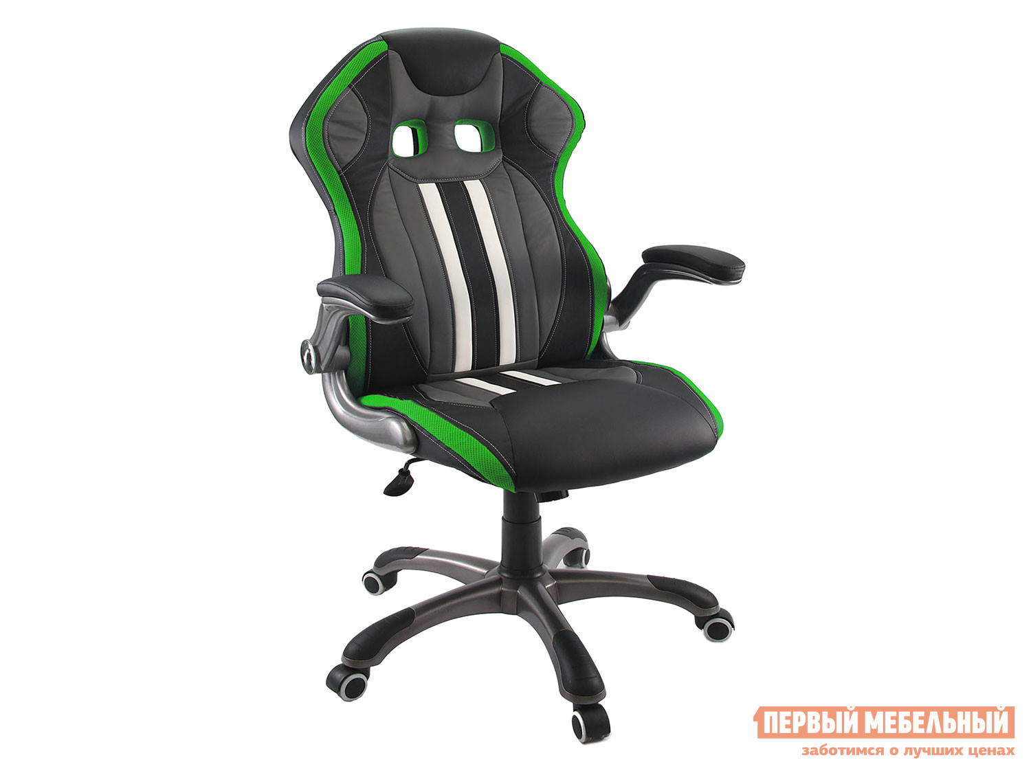 Игровое кресло  Dikline KD37 Черный, иск.кожа / Зеленый, сетка TW