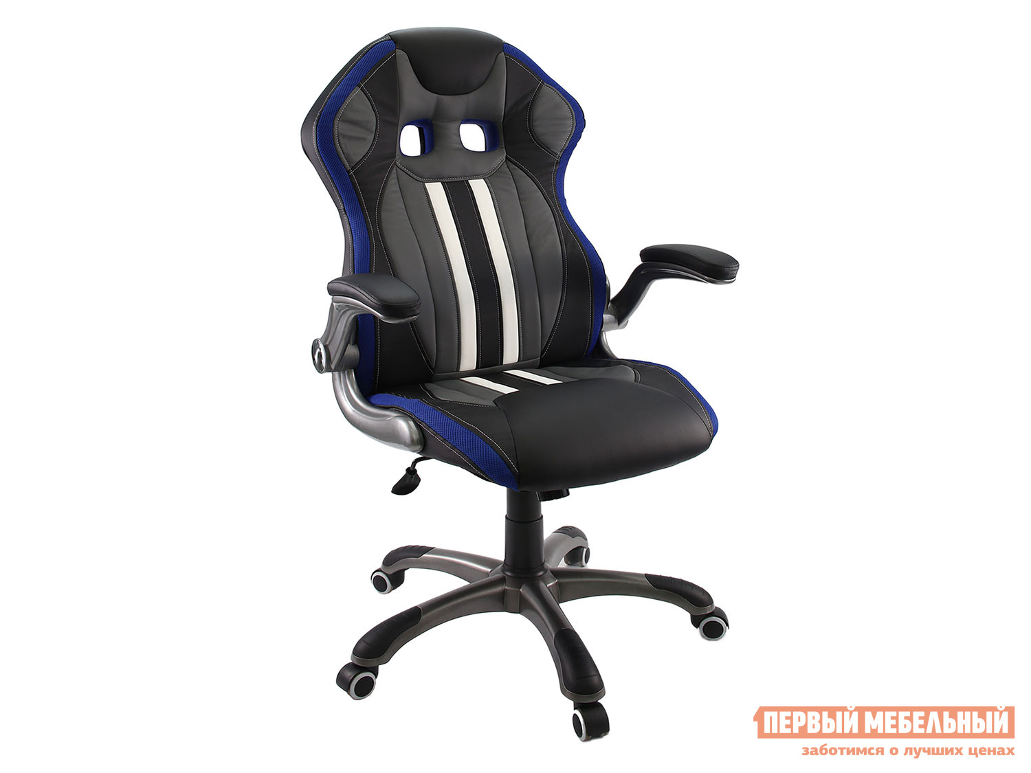 Игровое кресло  Dikline KD37 Черный, иск.кожа / Синий, сетка TW