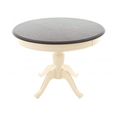 Кухонный стол  Стол раздвижной Леонардо Слоновая кость / Орех темный / Стекло