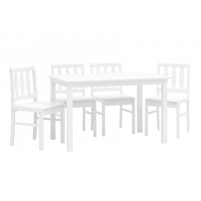 Обеденная группа для столовой и гостиной  Обеденная группа INGRID MH750 Белый, массив гевеи