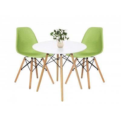 Обеденная группа для столовой и гостиной  EAMES DSW Z-231 + Eames Wood Белый / Зеленый
