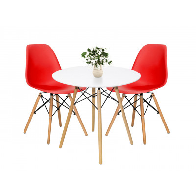 Обеденная группа для столовой и гостиной  EAMES DSW Z-231 + Eames Wood Белый / Красный