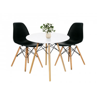 Обеденная группа для столовой и гостиной  EAMES DSW Z-231 + Eames Wood Белый / Черный