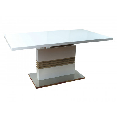 Кухонный стол  Стол обеденный Тампа DT-874 Белый глянцевый / Cветлое дерево