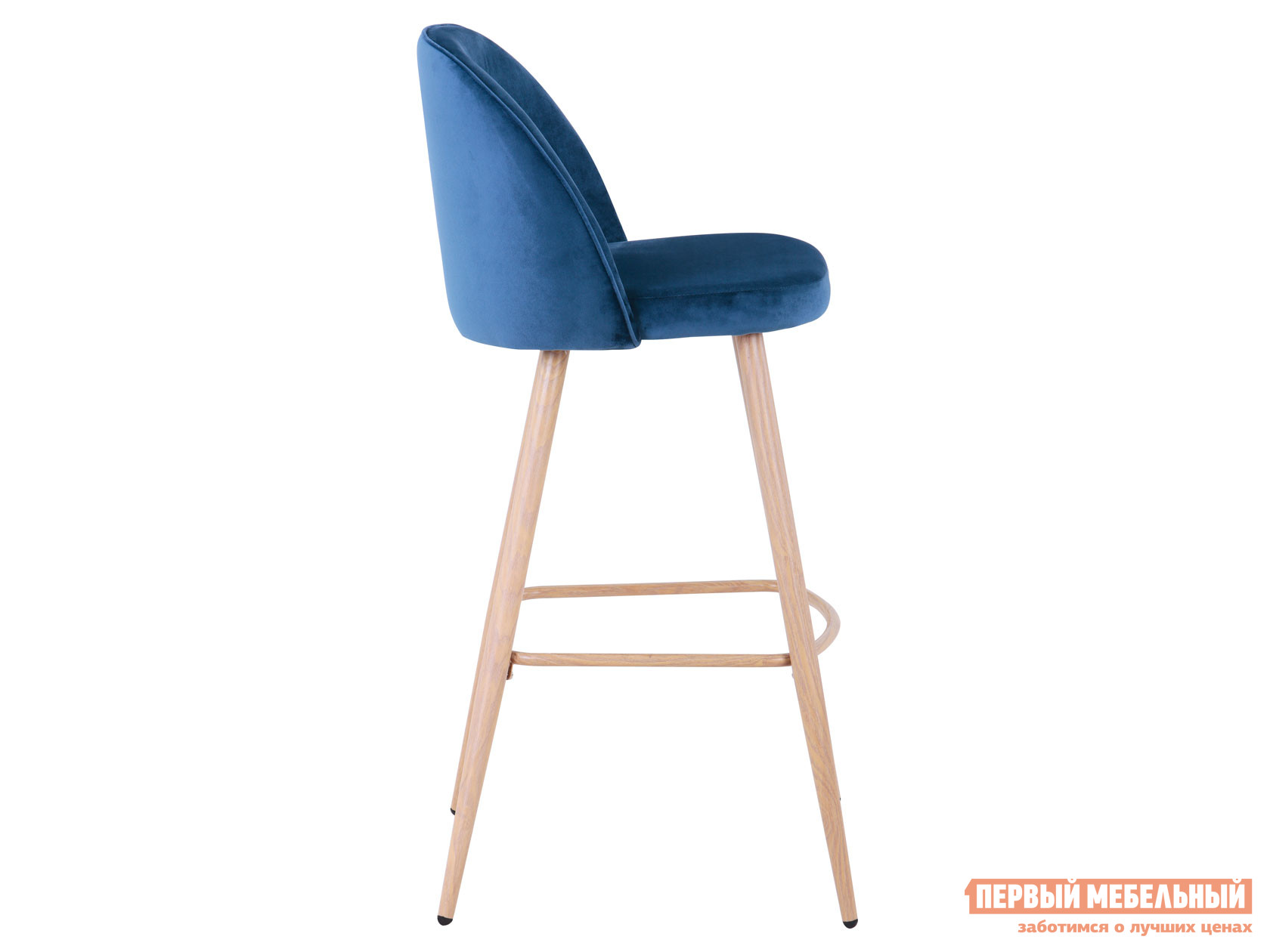 Барный стул  Лион Голубой, велюр / Светлое дерево от Первый Мебельный