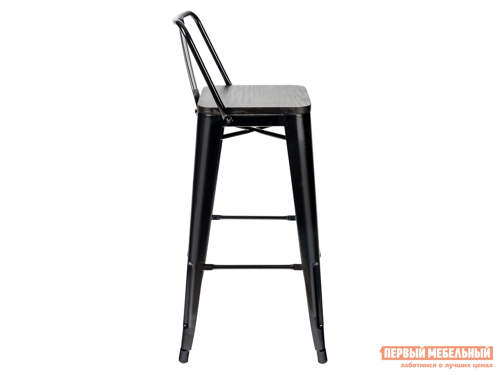 Барный стул  Толикс со спинкой Черный глянец / Темное дерево от Первый Мебельный