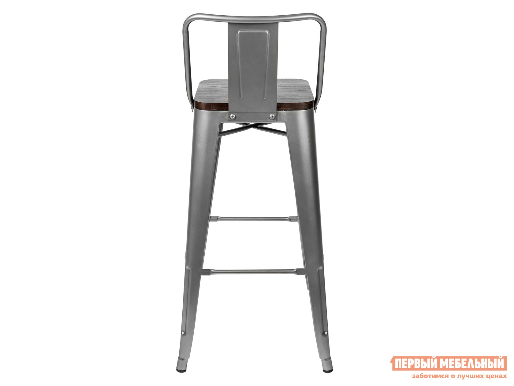 Барный стул  Толикс со спинкой Темное дерево / Серебристый матовый, металл от Первый Мебельный