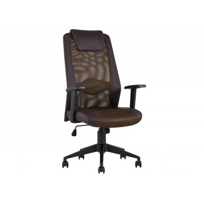 Офисное кресло  Кресло офисное TopChairs Studio Коричневый, экокожа / Коричневый, сетка