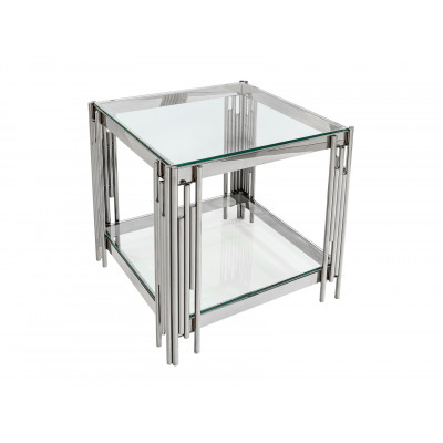 Журнальный столик  EET-027-TG Прозрачное стекло / Сталь, серебро