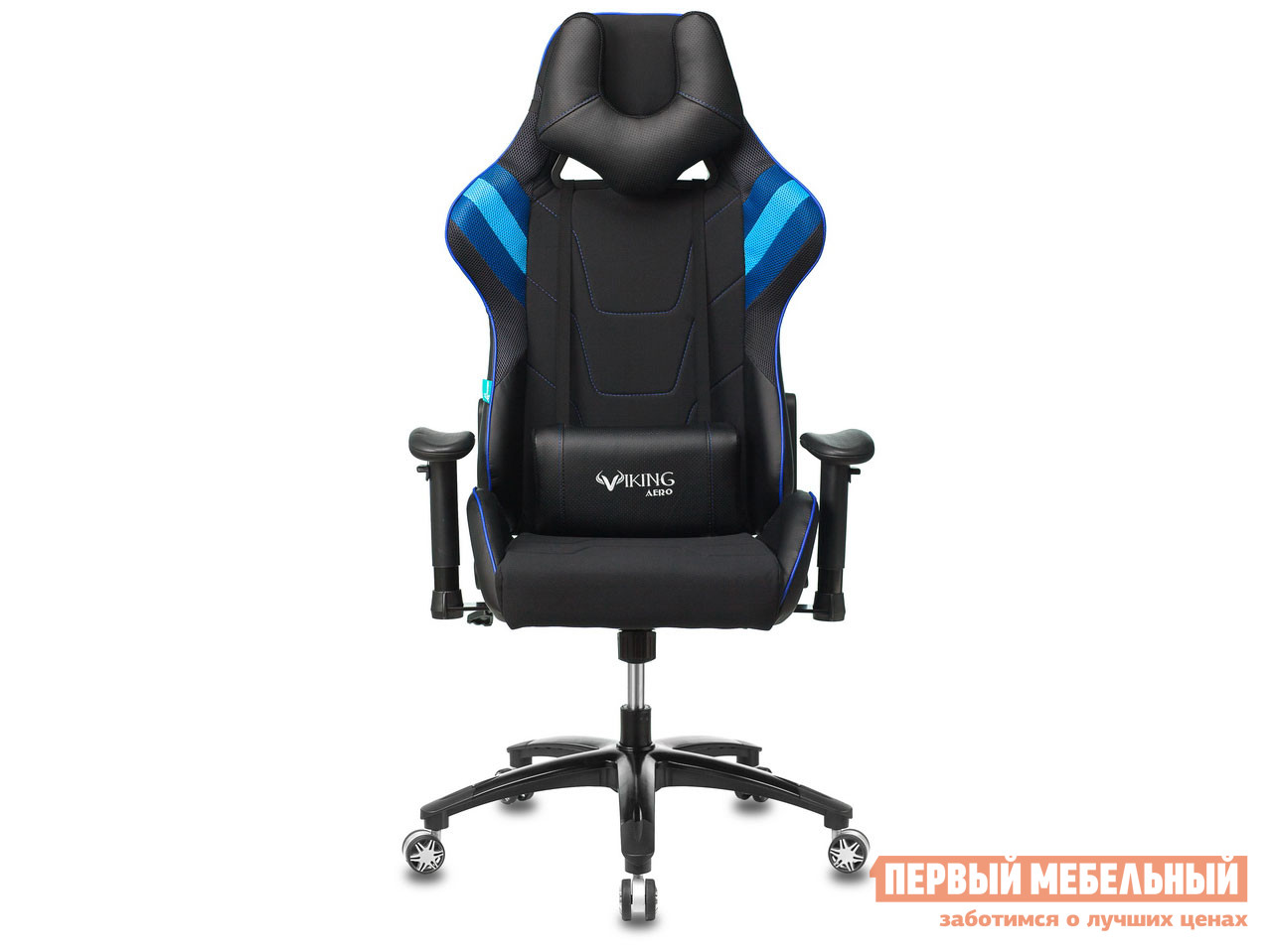 Игровое кресло  VIKING 4 AERO Черный / Синий, искусственная кожа/ткань от Первый Мебельный