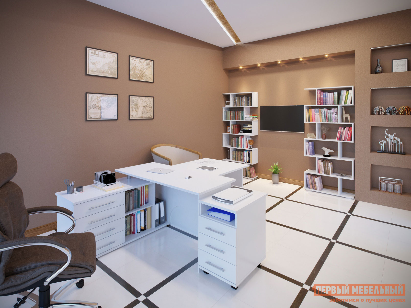 Комплект офисной мебели  Сокол Р Белый