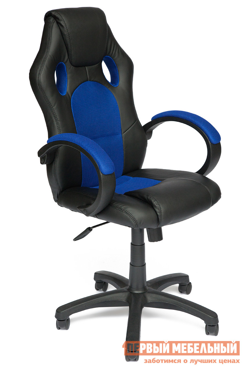 Фото Компьютерное кресло Tetchair RACER GT Иск.кожа черная / Ткань синяя, 36-6/10. Купить с доставкой