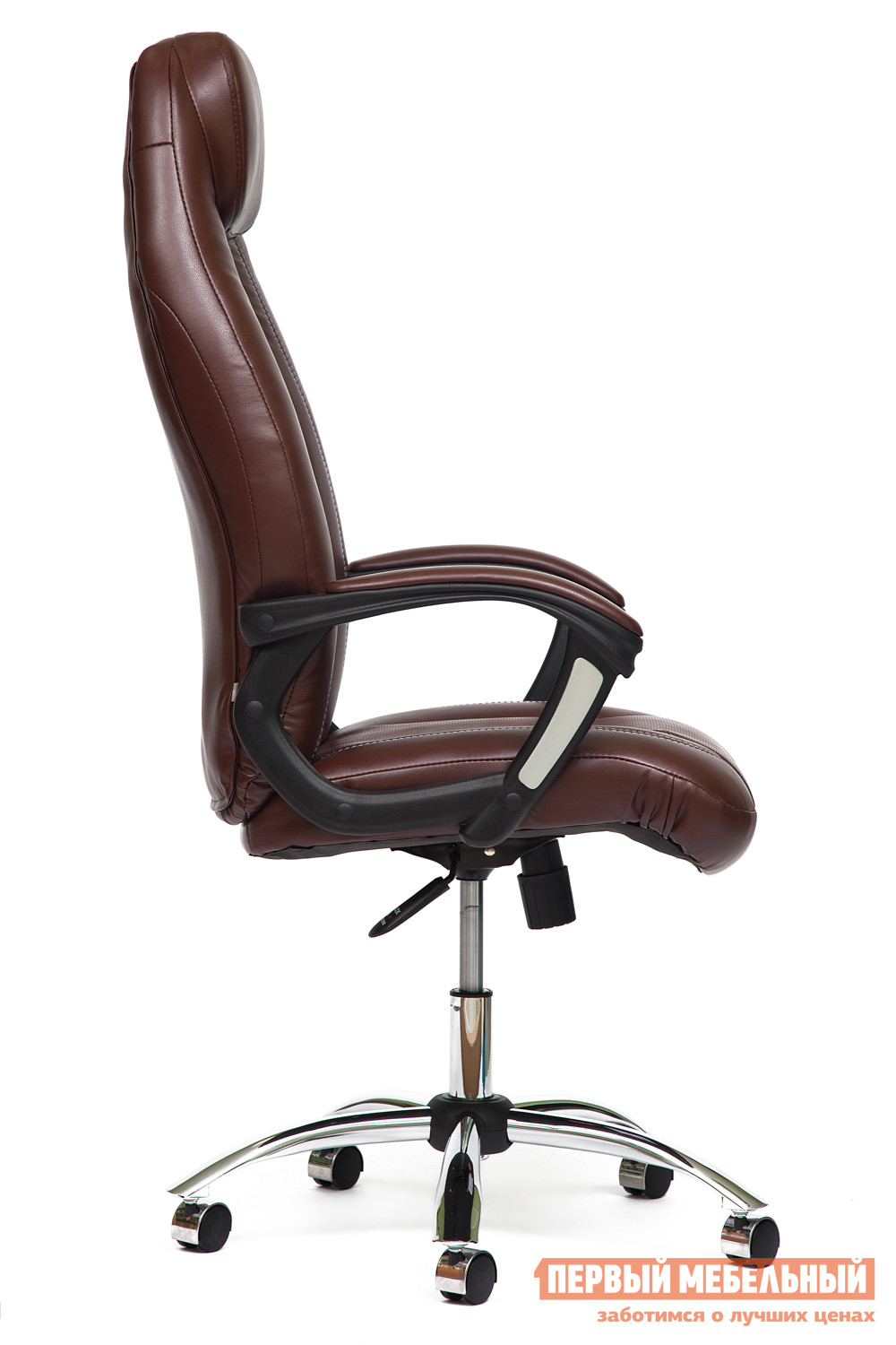 Кресло руководителя  BOSS (хром) Коричневый с перфорацией 2 TONE, иск.кожа от Первый Мебельный