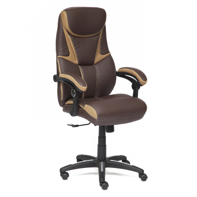 Офисное кресло  Кресло CAMBRIDGE Кож/зам/ткань, коричневый/бронза, 36-36/21