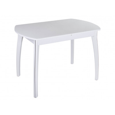 Кухонный стол  Танго ПО со стеклом с ножками 07 Белый / Белое стекло, Большой